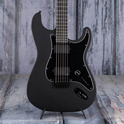 Fender Jim Root Stratocaster Electric Guitar, Flat Black, front closeup