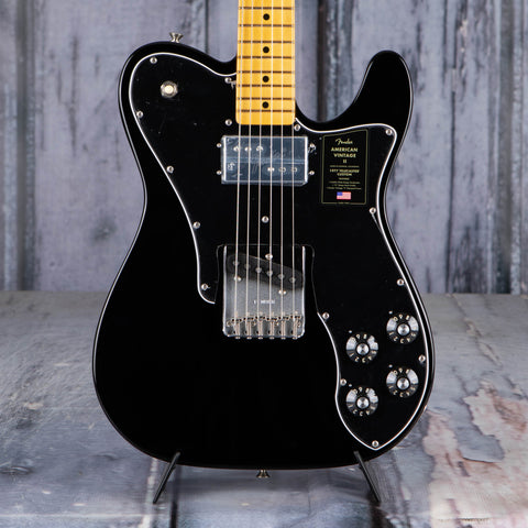 Fender Limited Edition American Vintage II 1977 Telecaster Custom Electric Guitar, Black, front closeup