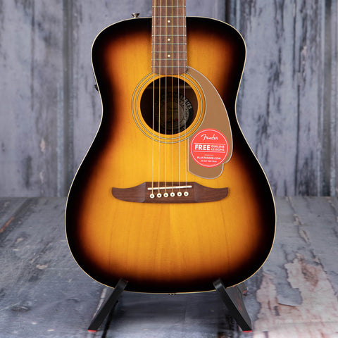 Fender Malibu Player Acoustic/Electric Guitar, Sunburst, front closeup