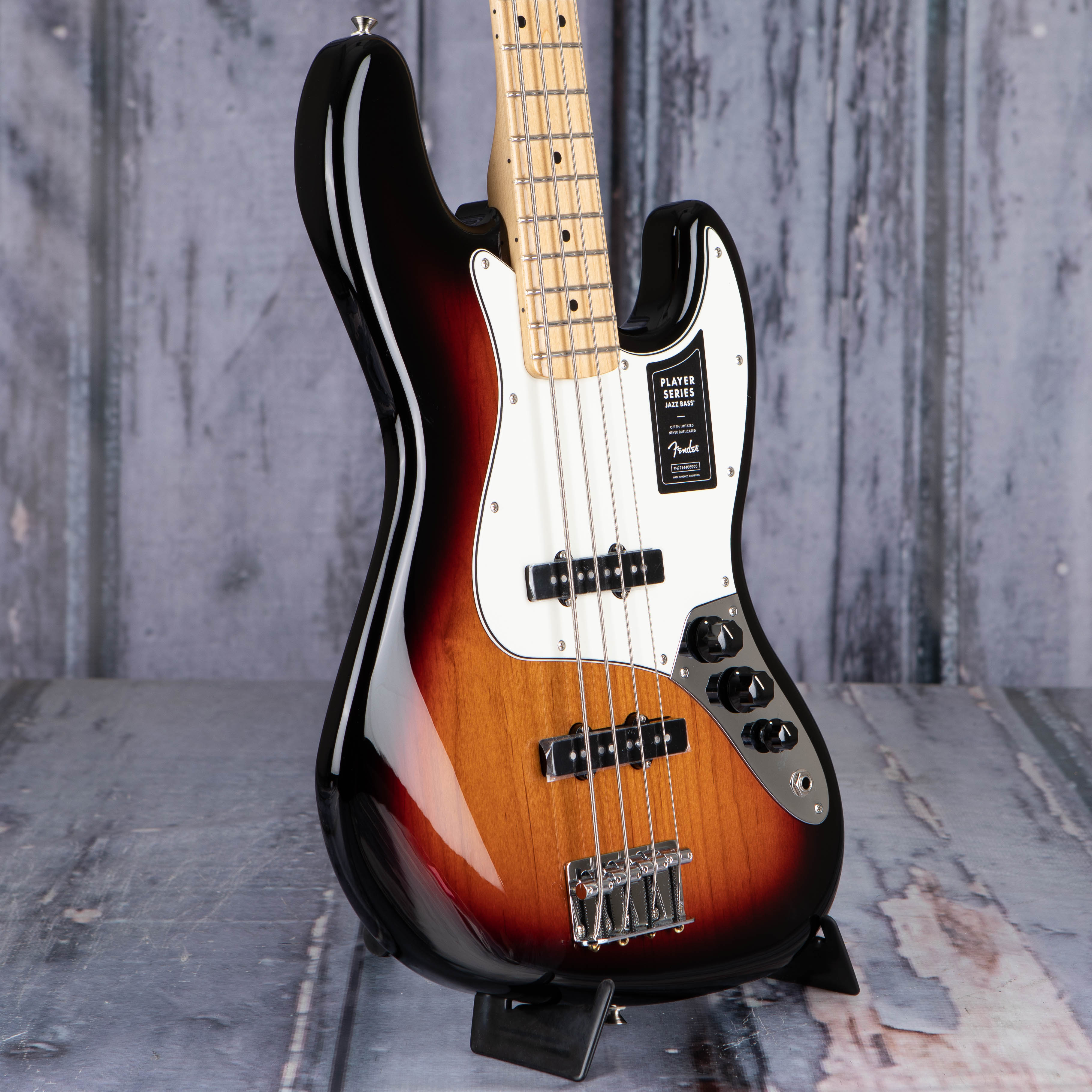 Fender Player Jazz Bass Guitar, 3-Color Sunburst, angle