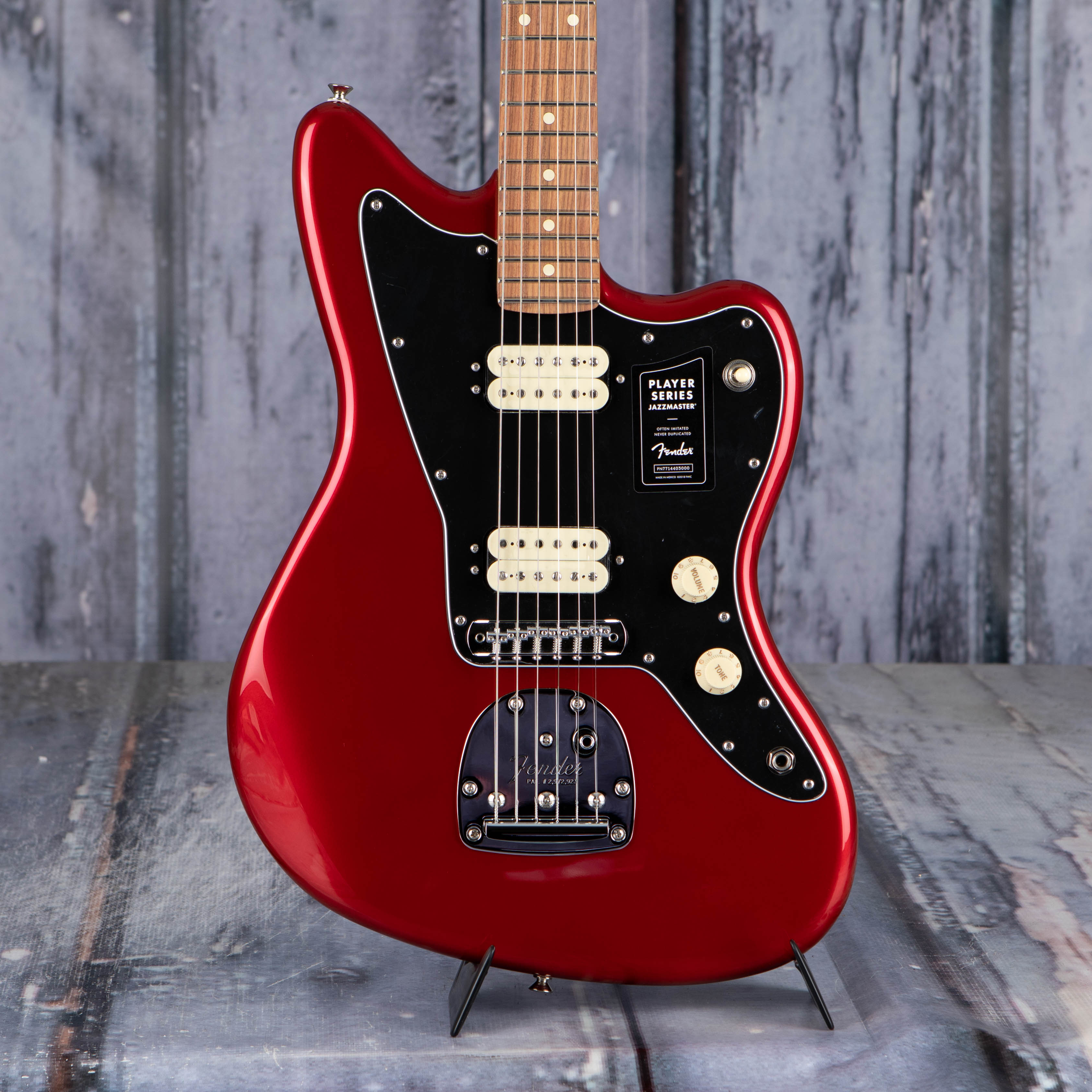Fender Player Jazzmaster Electric Guitar, Candy Apple Red, front closeup