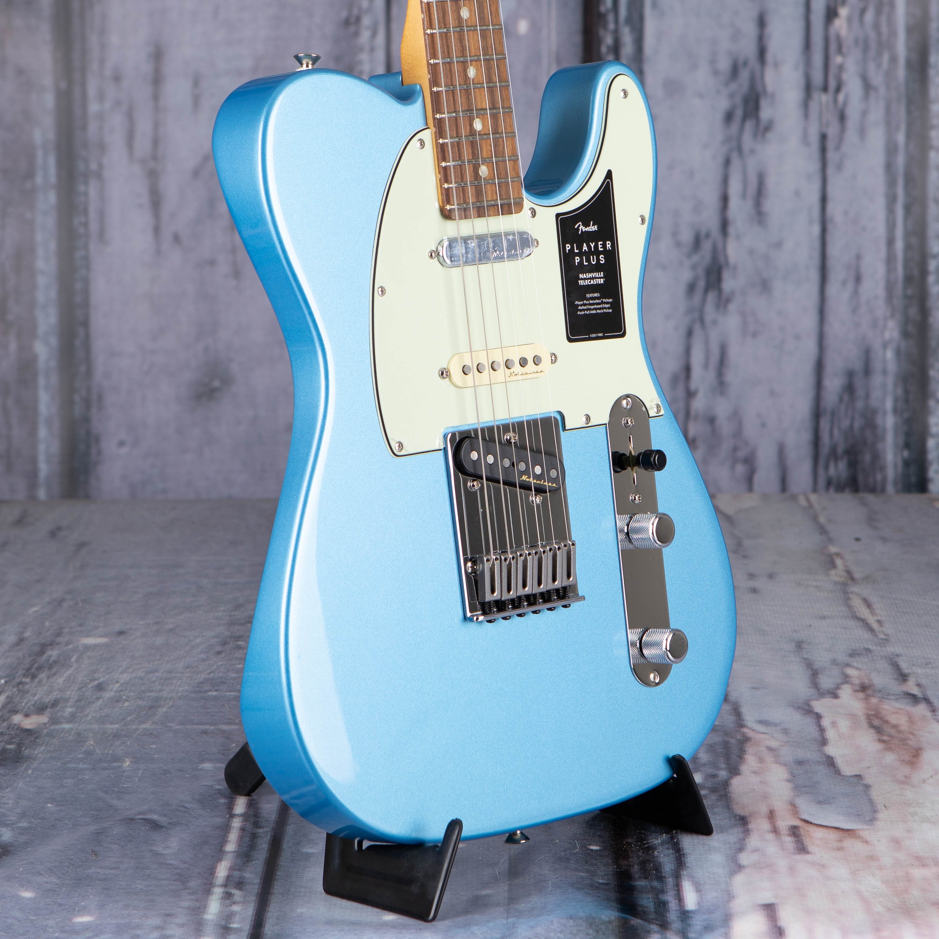 Fender Player Plus Nashville Telecaster Electric Guitar, Opal Spark, angle
