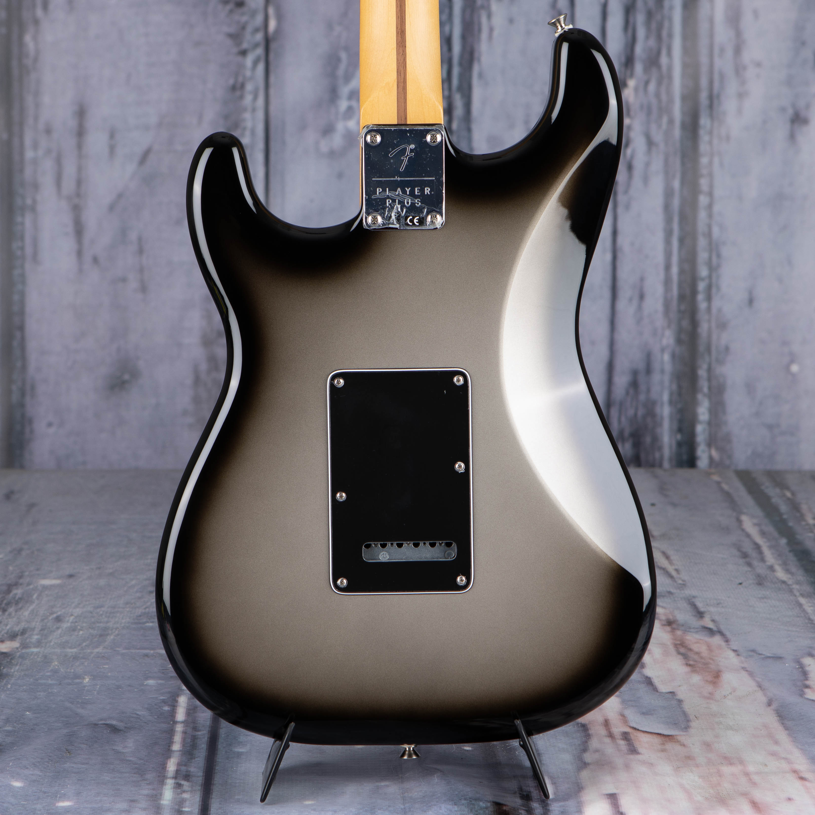 Fender Player Plus Stratocaster HSS Electric Guitar, Silverburst, back closeup