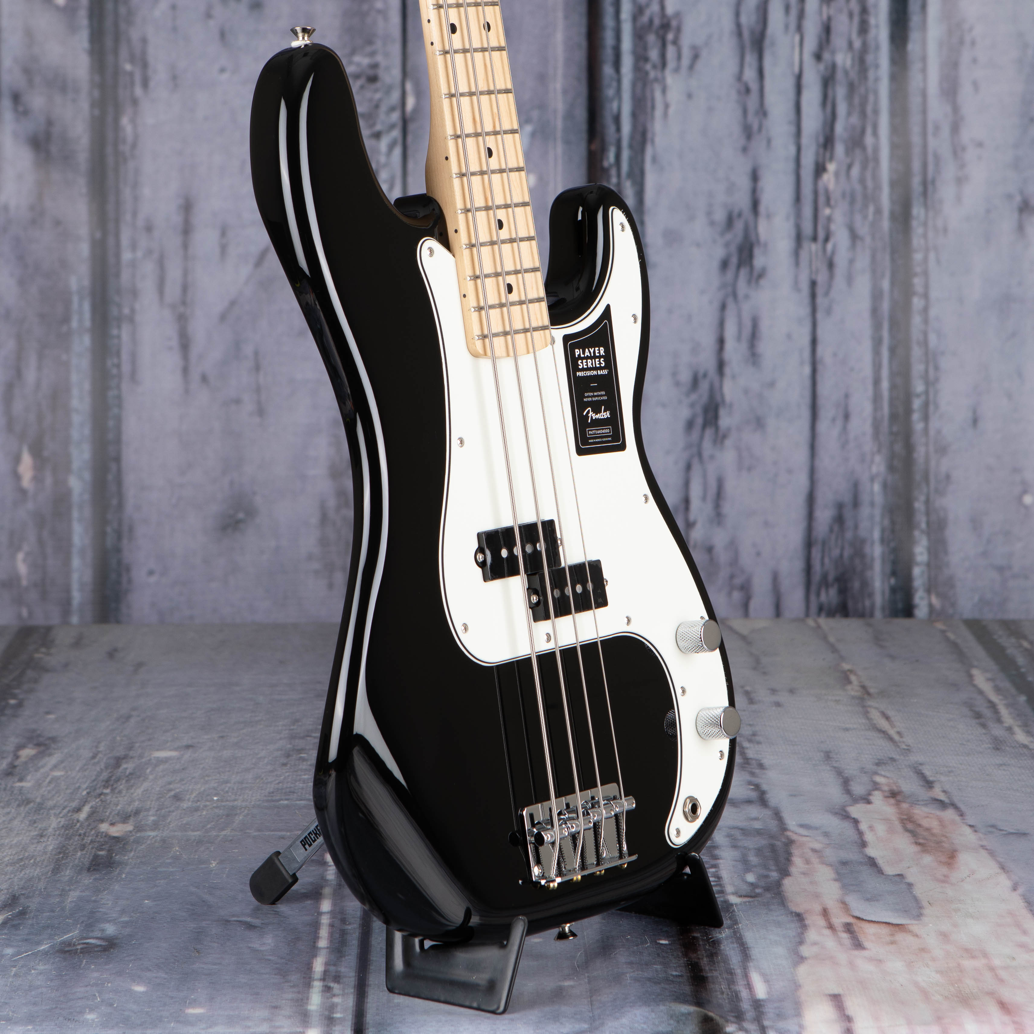 Fender Player Precision Bass Guitar, Black, angle