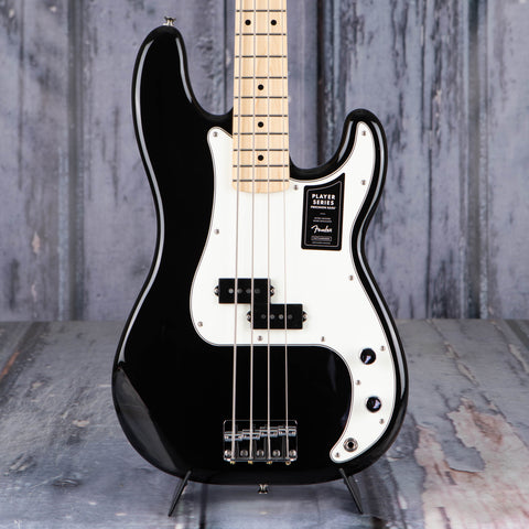 Fender Player Precision Bass Guitar, Black, front closeup