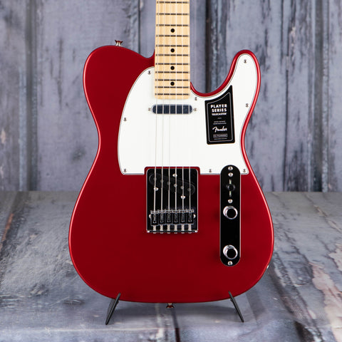 Fender Player Telecaster Electric Guitar, Candy Apple Red, front closeup
