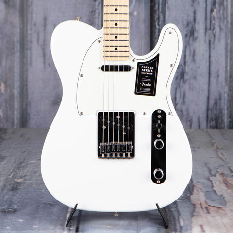 Fender Player Telecaster Electric Guitar, Polar White, front closeup