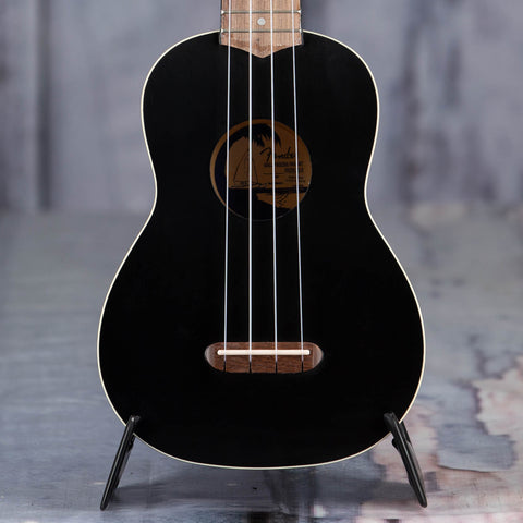Fender Venice Soprano Ukulele, Black, front closeup