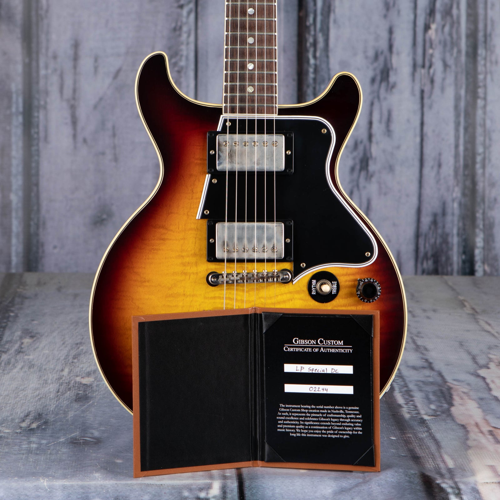 Gibson Custom Les Paul Special Double Cut Figured Maple Top VOS, Bourbon Burst For Sale
