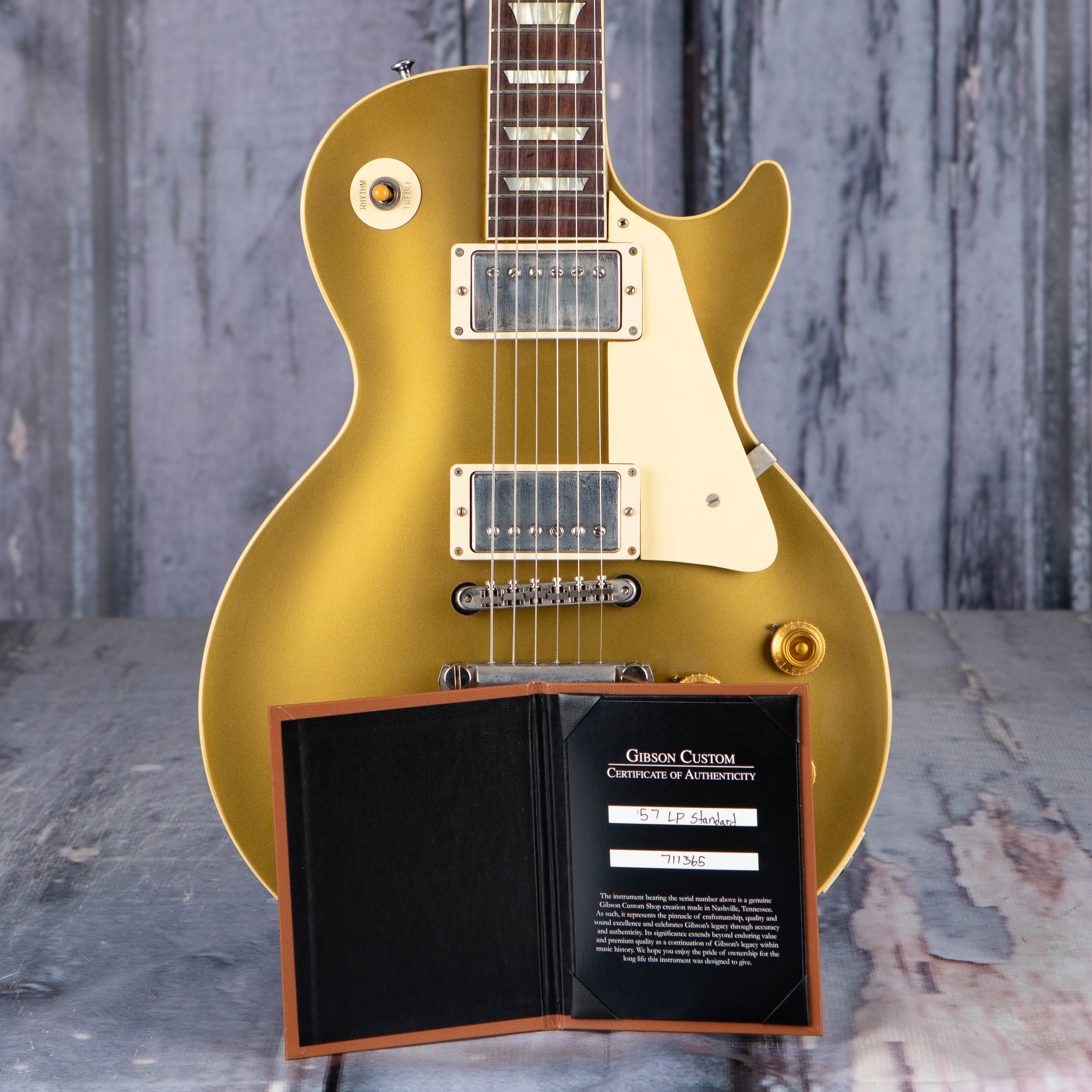 Gibson Custom Shop 1957 Les Paul Goldtop Darkback Reissue VOS Electric Guitar, Double Gold, coa