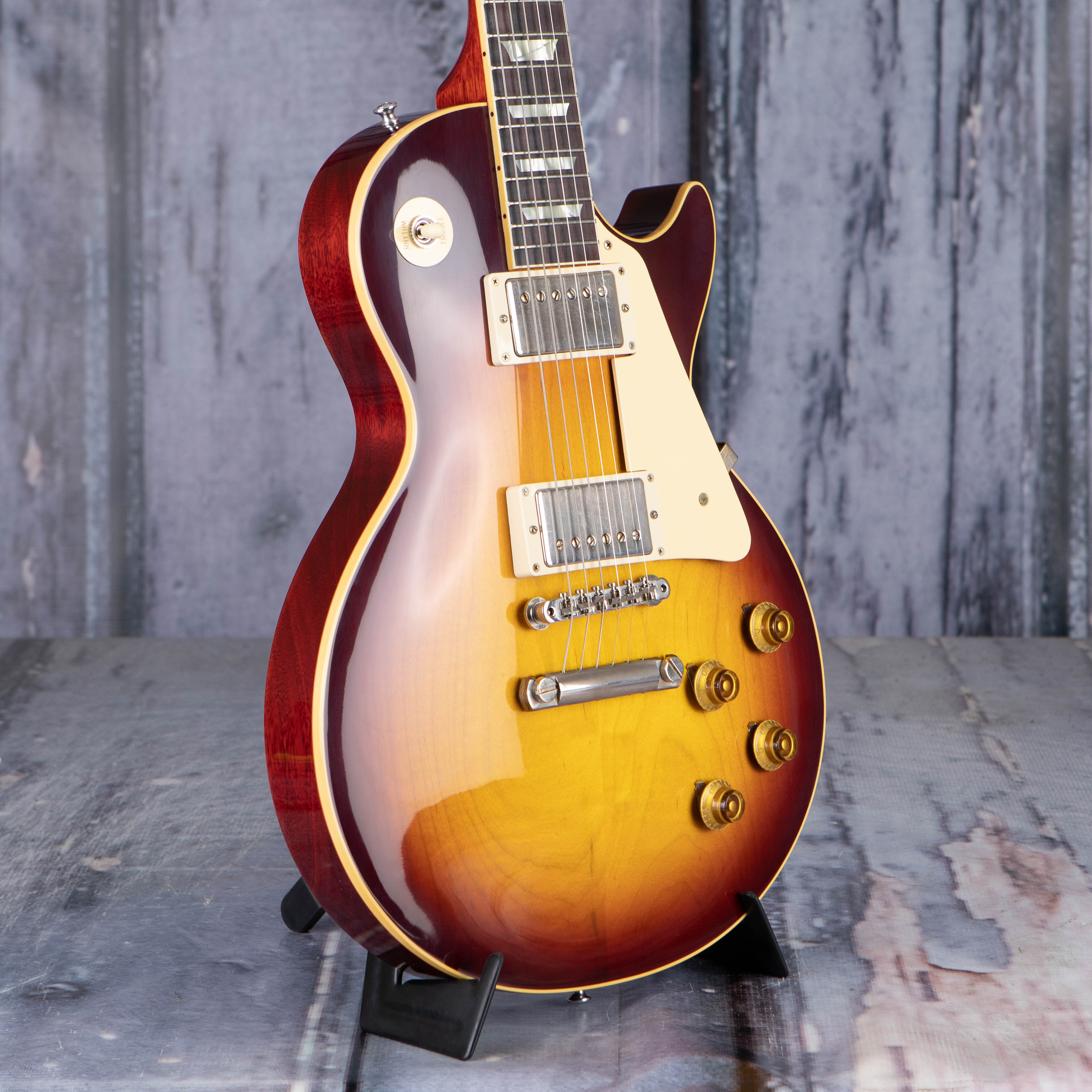 Gibson Custom Shop 1958 Les Paul Standard Reissue VOS Electric Guitar, Bourbon Burst, angle