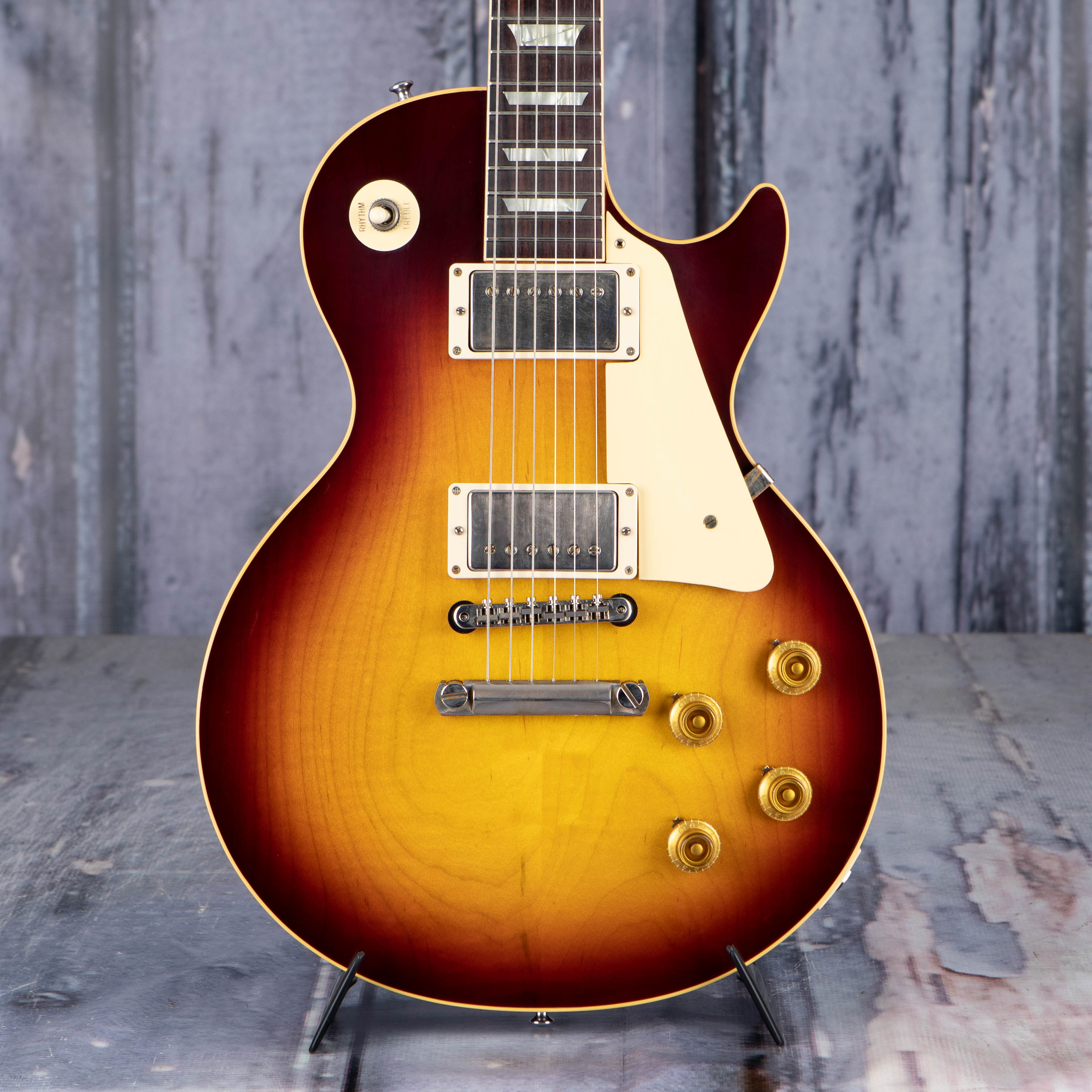 Gibson Custom Shop 1958 Les Paul Standard Reissue VOS Electric Guitar, Bourbon Burst, front closeup