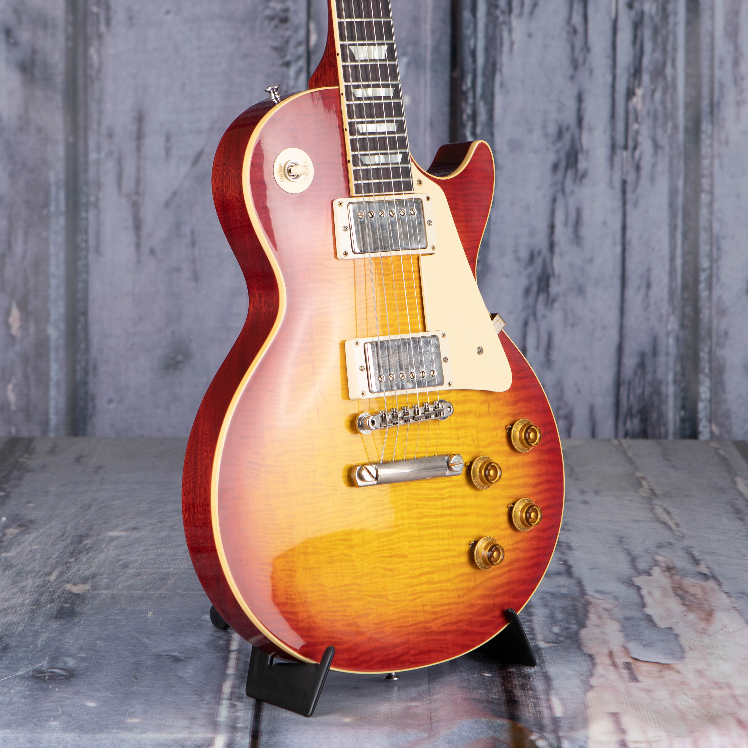 Gibson Custom Shop 1959 Les Paul Standard Reissue Electric Guitar, Washed Cherry Sunburst, angle