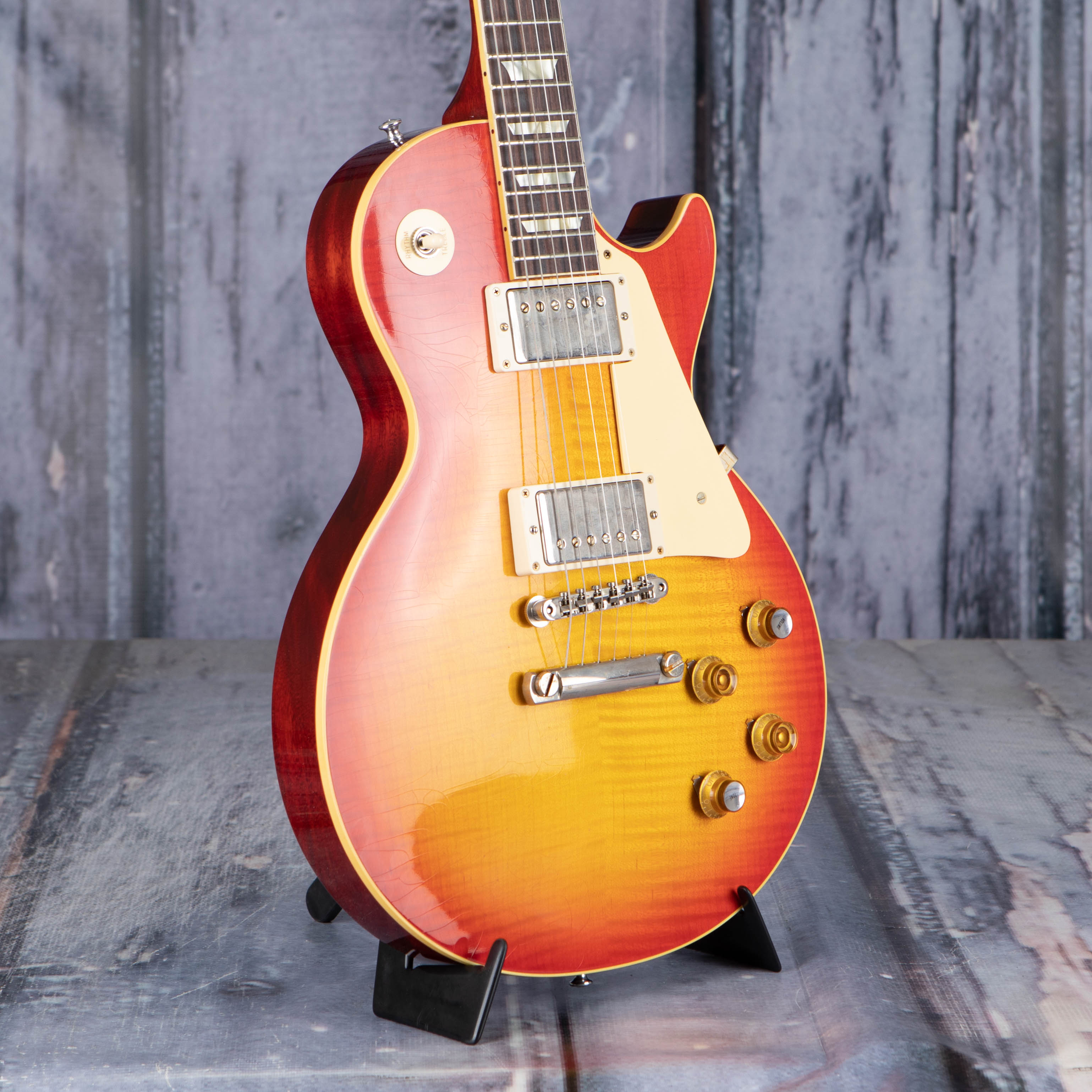 Gibson Custom Shop 1960 Les Paul Standard Murphy Lab Ultra Light Aged Electric Guitar, Orange Lemon Fade Burst, angle