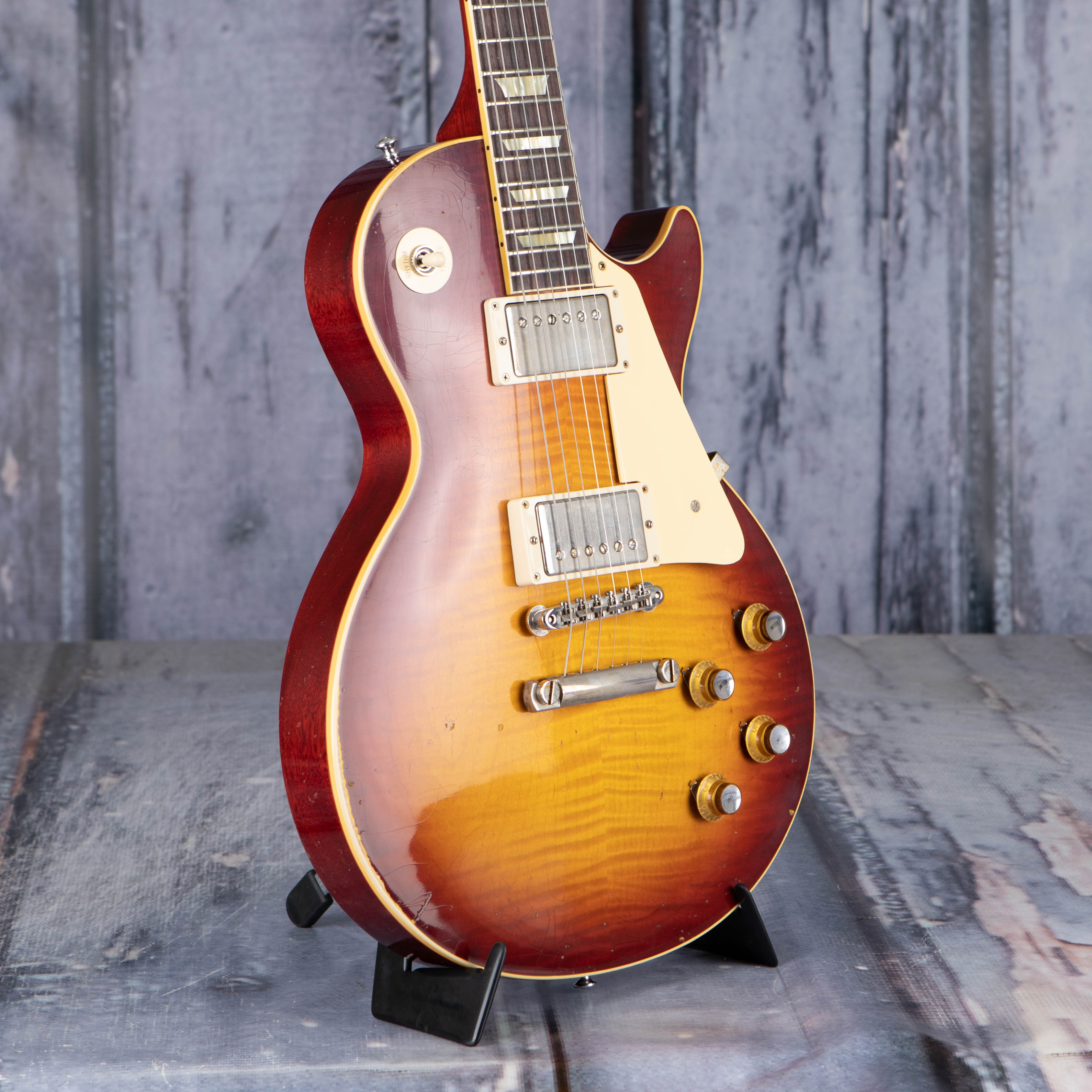 Gibson Custom Shop 1960 Les Paul Standard Reissue Murphy Lab Light Aged Electric Guitar, Tomato Soup Burst, angle