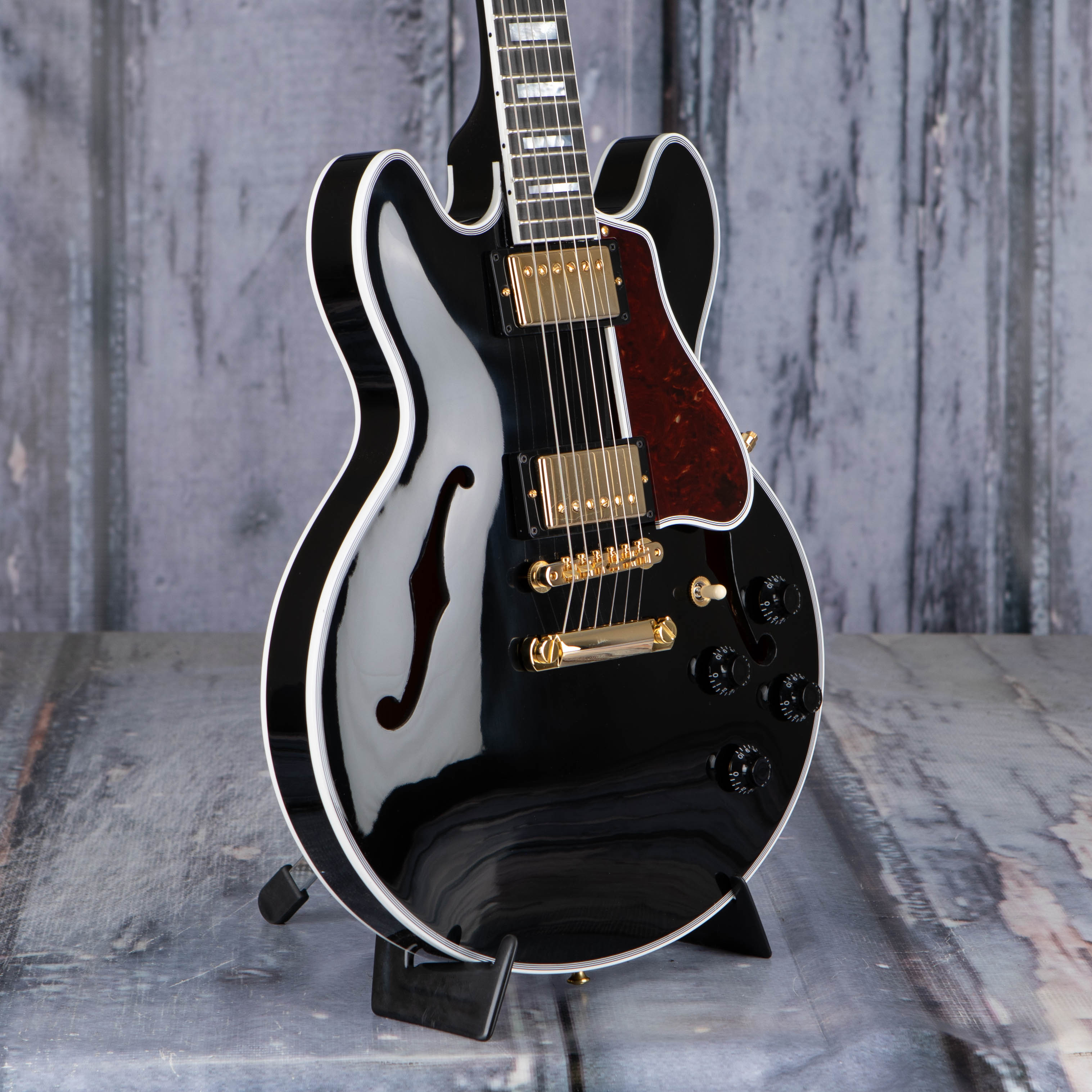 Gibson Custom Shop CS-356 Semi-Hollowbody Electric Guitar, Ebony, angle