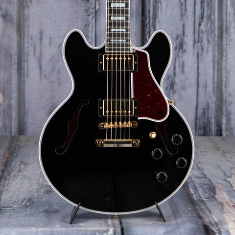 Gibson Custom Shop CS-356 Semi-Hollowbody Electric Guitar, Ebony, front closeup