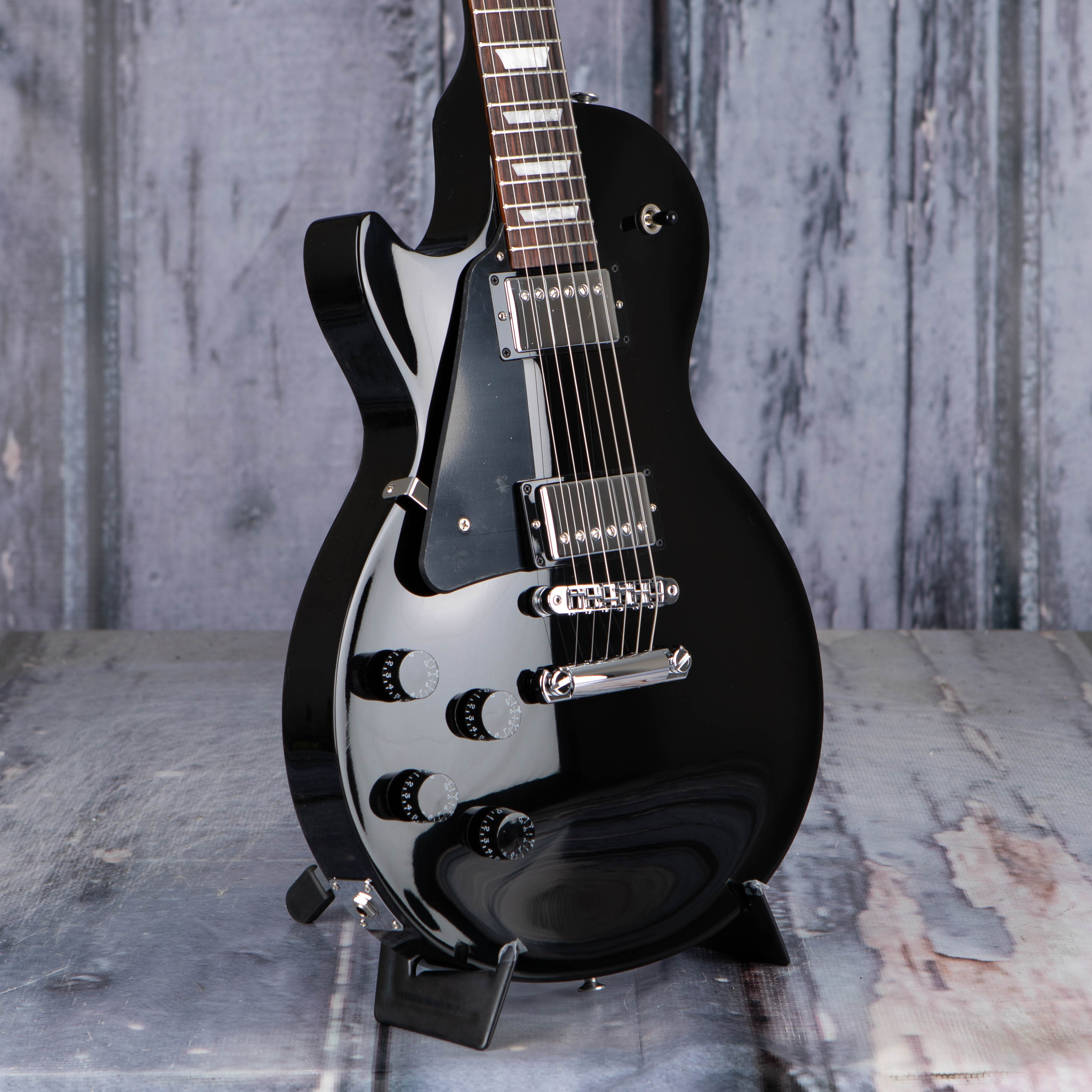 Gibson USA Les Paul Studio Left-Handed Electric Guitar, Ebony, angle