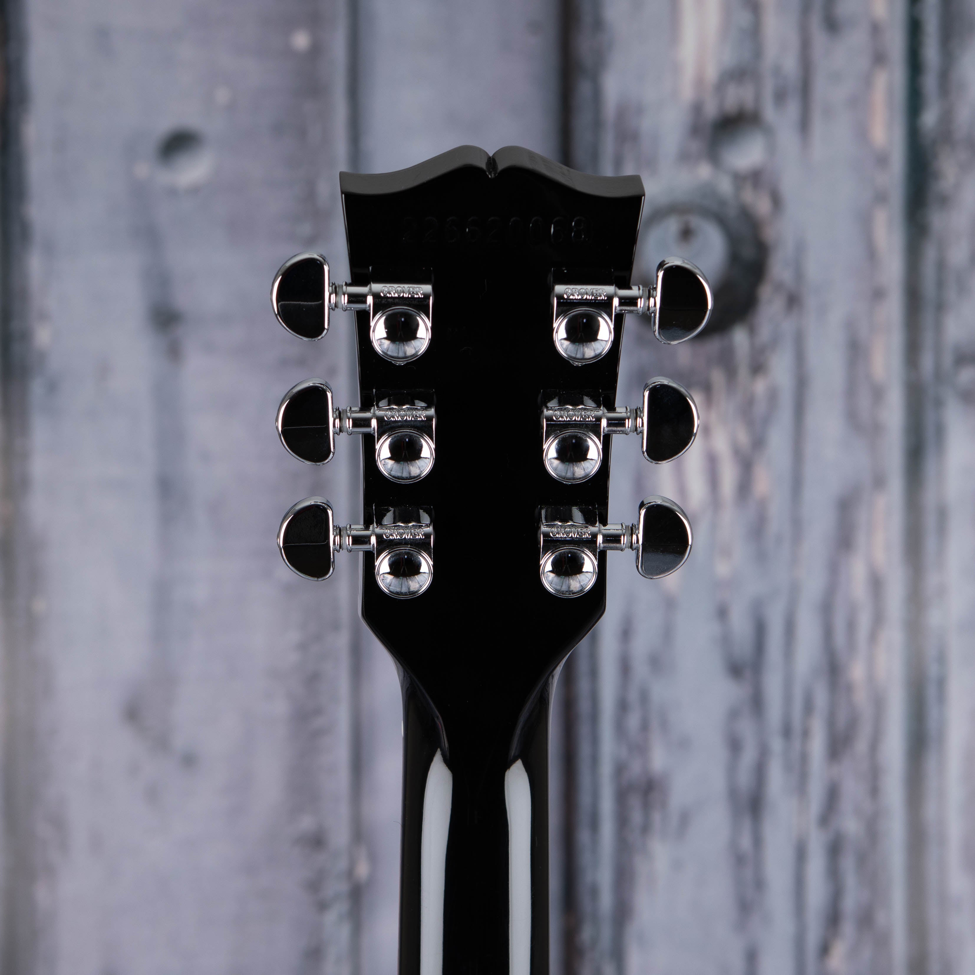 Gibson USA Les Paul Studio Left-Handed Electric Guitar, Ebony, back headstock