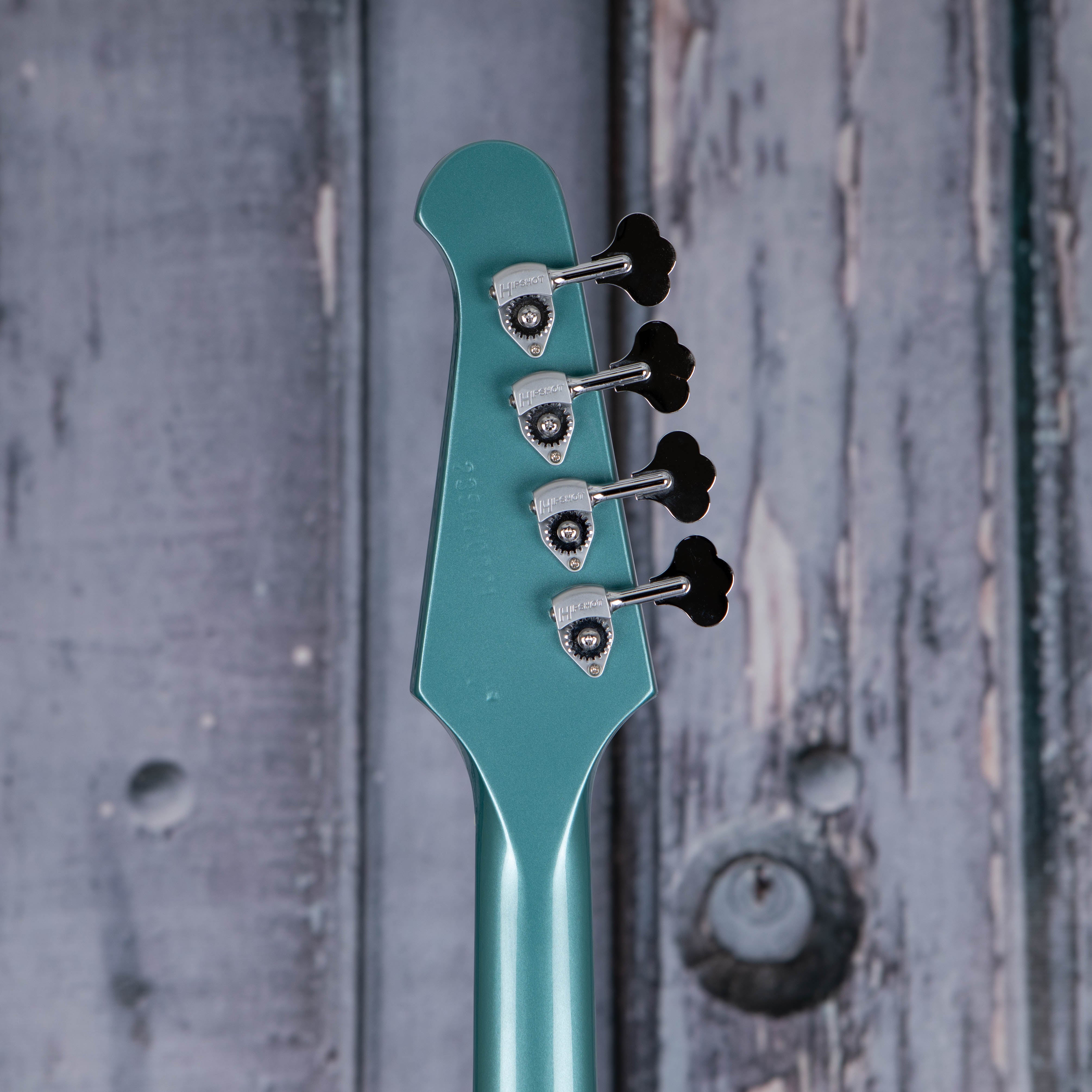 Gibson USA Non-Reverse Thunderbird Electric Bass Guitar, Faded Pelham Blue, back headstock