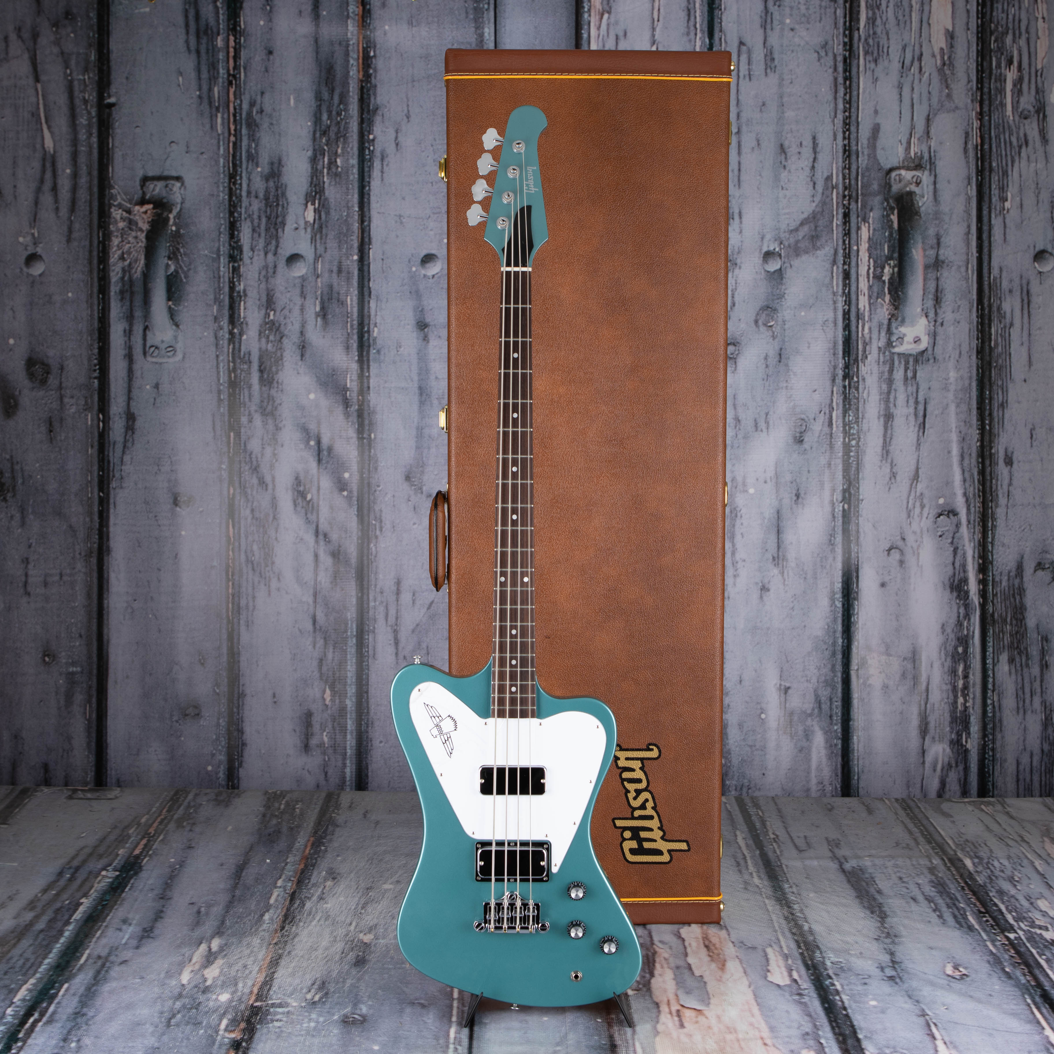 Gibson USA Non-Reverse Thunderbird Electric Bass Guitar, Faded Pelham Blue, case
