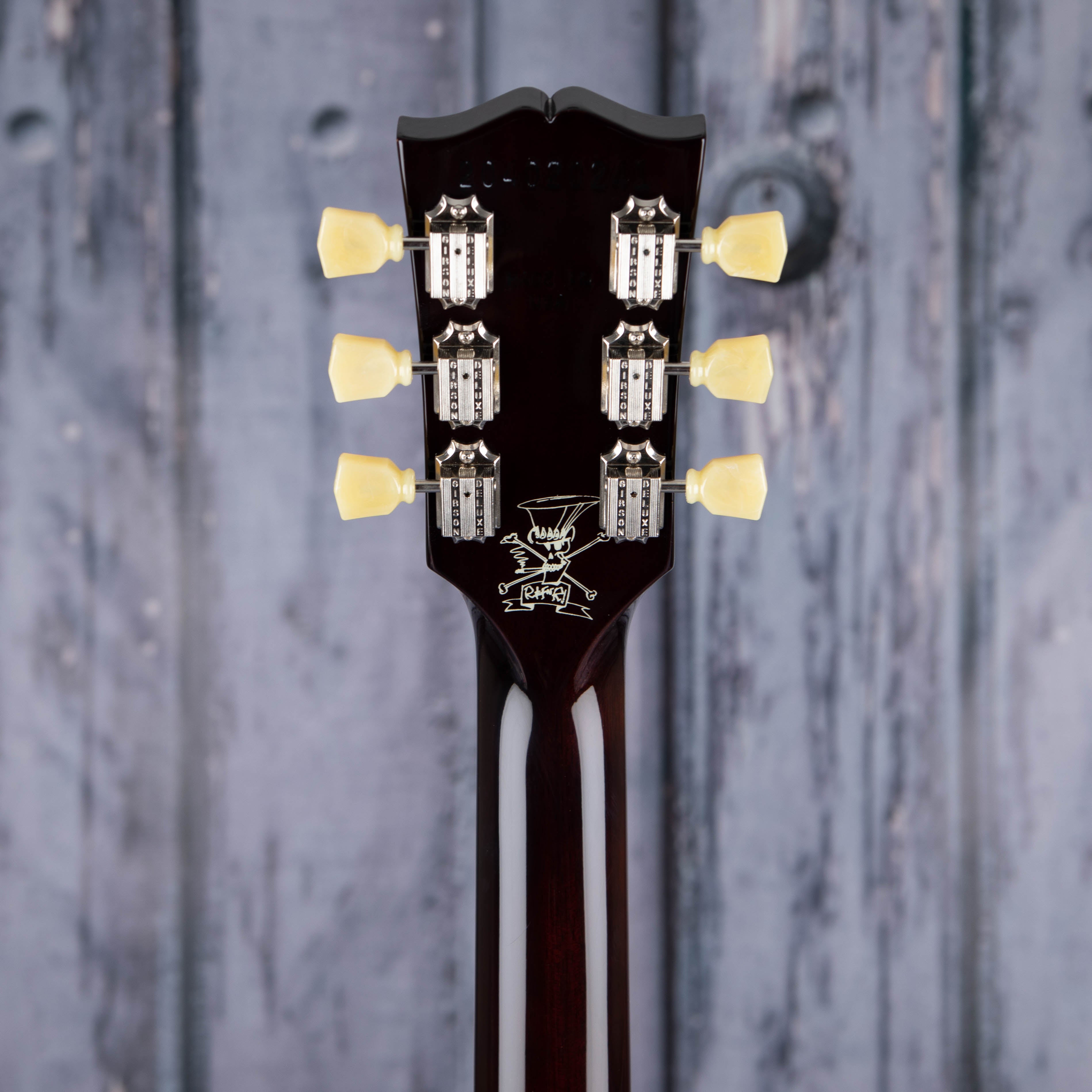 Gibson USA Slash Les Paul Standard Electric Guitar, November Burst, back headstock