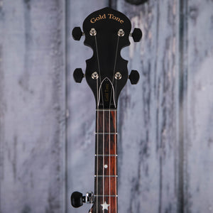 Gold Tone AC-Traveler Acoustic Composite Banjo, Satin Black, front headstock
