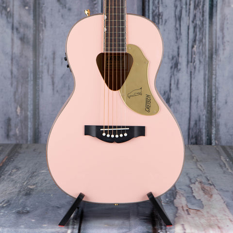 Gretsch G5021E Rancher Penguin Parlor Acoustic/Electric Guitar, Shell Pink, front closeup