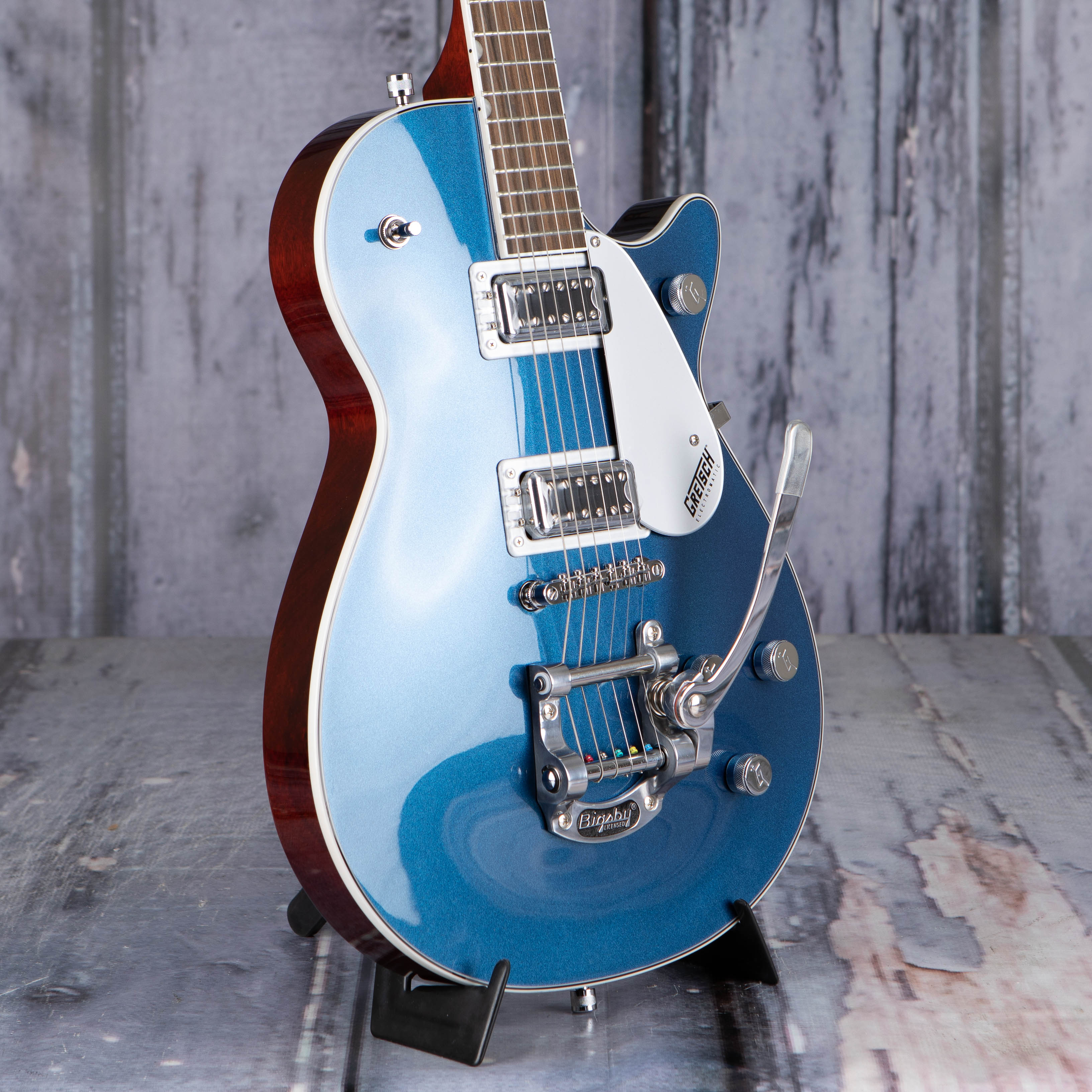 Gretsch G5230T Electromatic Jet FT Single-Cut W/ Bigsby Electric Guitar, Aleutian Blue, angle