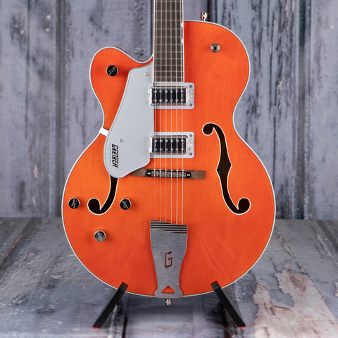Gretsch G5420LH Electromatic Classic Hollow Body Single-Cut Left-Handed Guitar, Orange Stain, front closeup