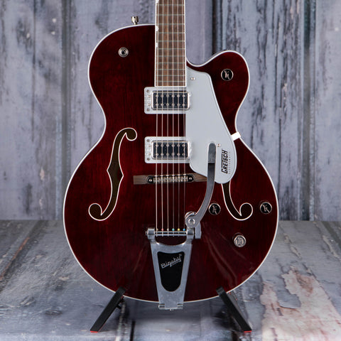 Gretsch G5420T Electromatic Classic Hollow Body Single-Cut W/ Bigsby Electric Guitar, Walnut, front closeup