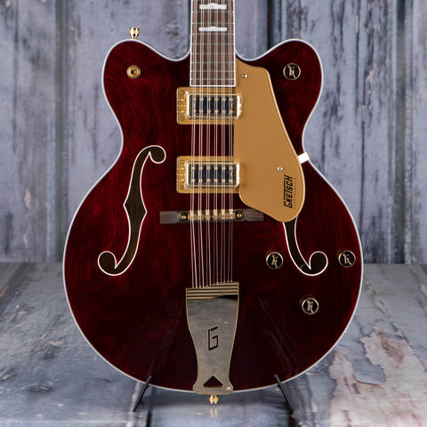 Gretsch G5422G-12 Electromatic Classic Hollowbody Double-Cut 12-String W/ Gold Hardware Electric Guitar, Walnut Stain, front closeup