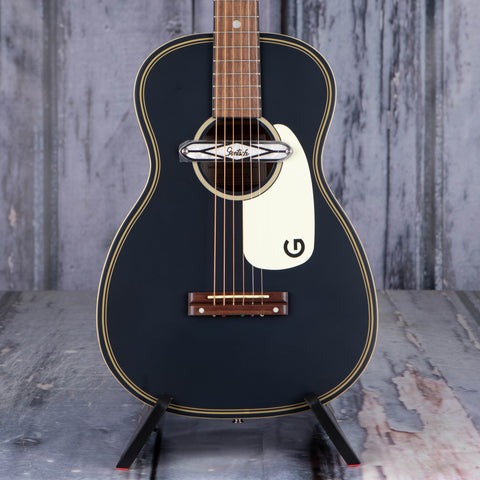 Gretsch G9520E Gin Rickey Acoustic/Electric W/ Soundhole Pickup Guitar, Smokestack Black, front closeup
