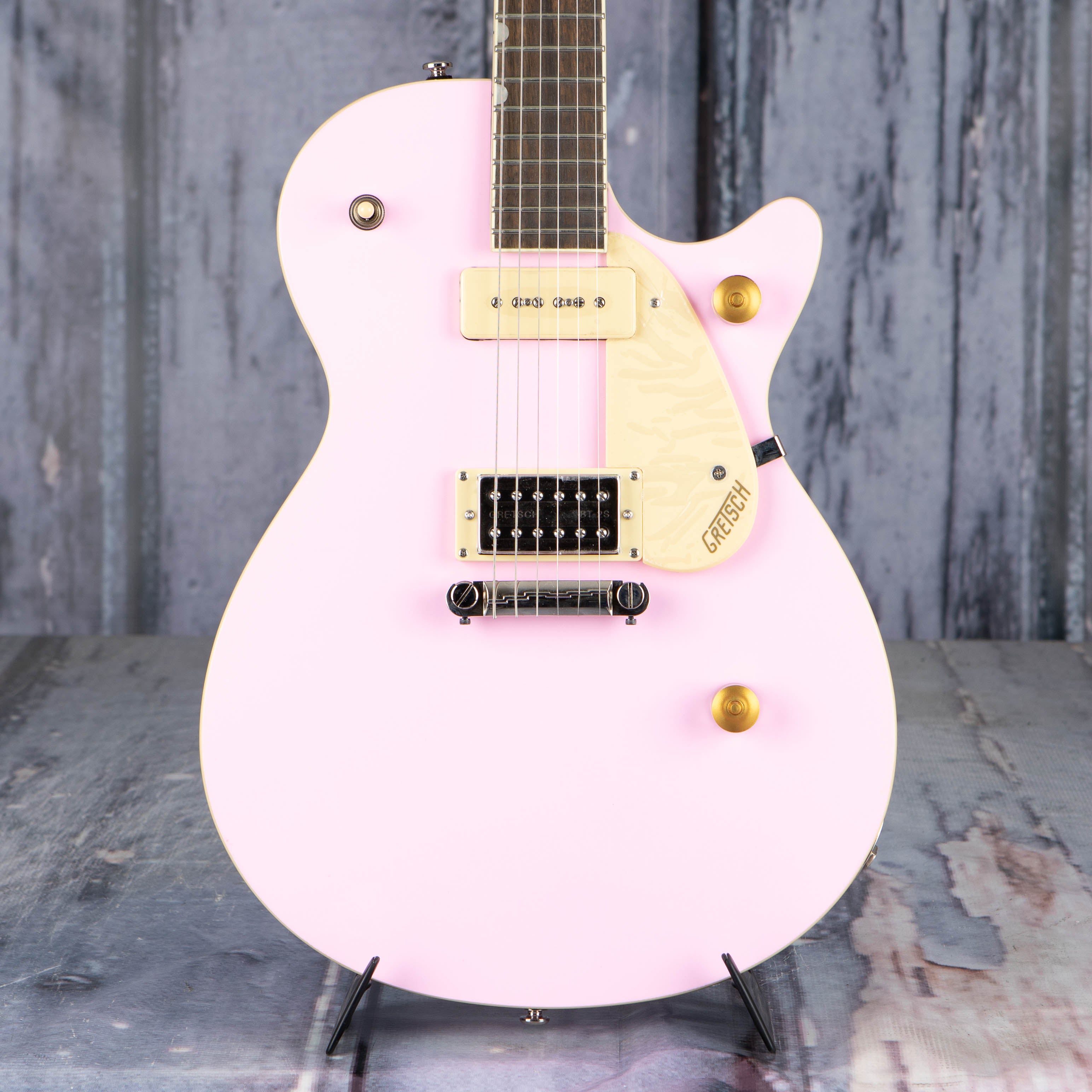 Gretsch GG215-P90 Streamliner Junior Jet Club Electric Guitar, Shell Pink, front closeup