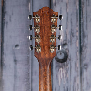 Guild BT-258E Baritone Deluxe Acoustic/Electric Guitar, Natural, back headstock