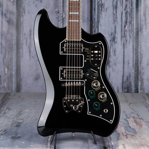 Guild S-200 T-Bird Electric Guitar, Black, front closeup