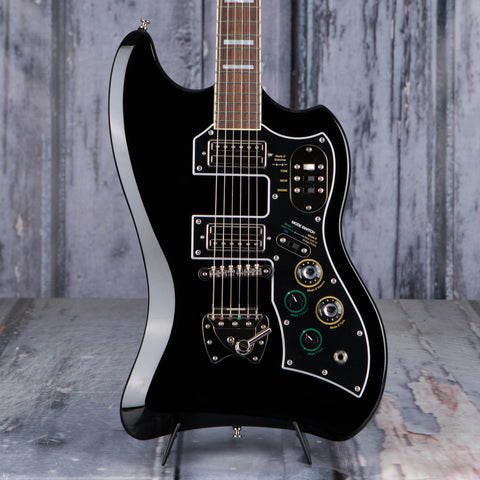Guild S-200 T-Bird Electric Guitar, Black, front closeup