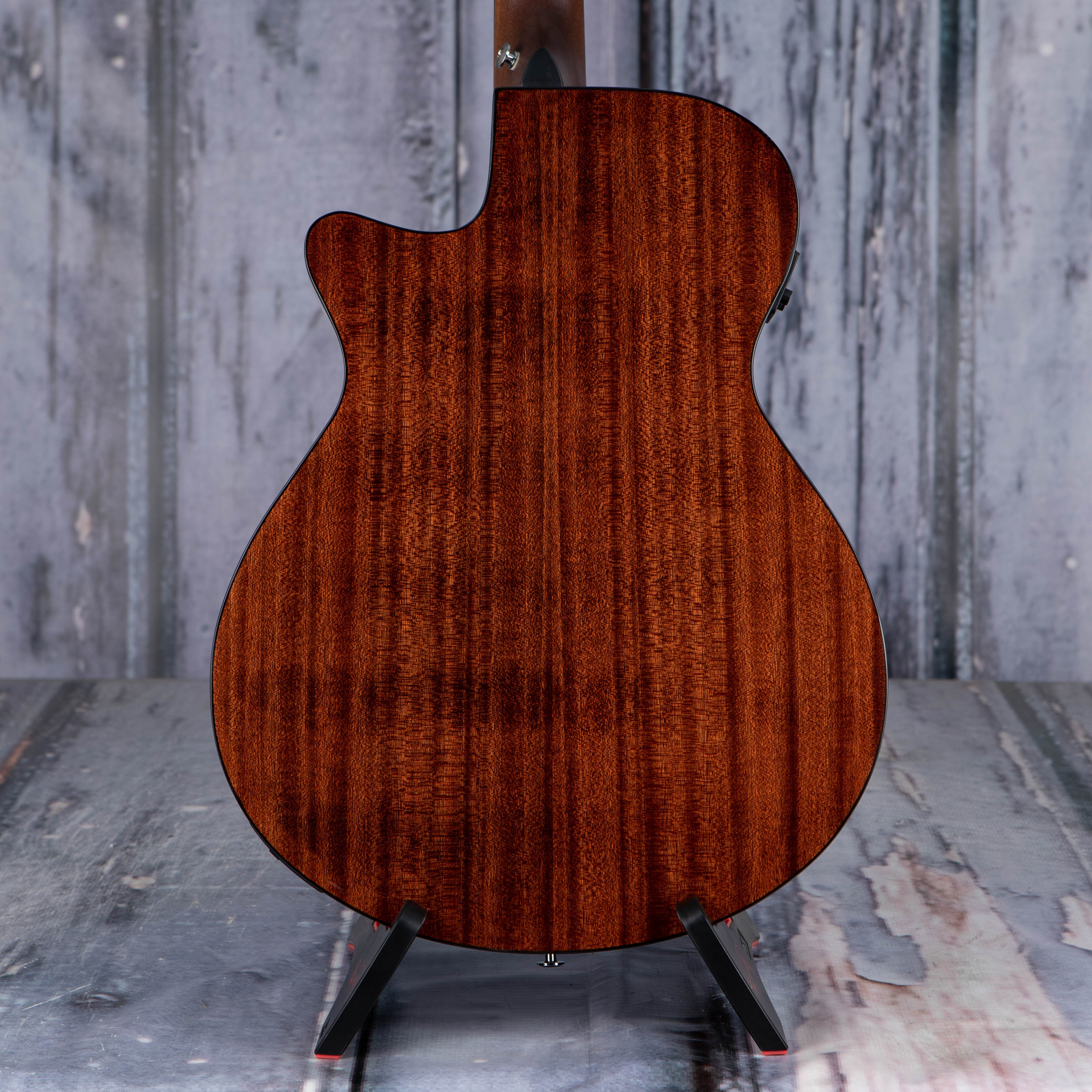 Ibanez AEG62 Acoustic/Electric Guitar, Natural Mahogany High Gloss, back closeup