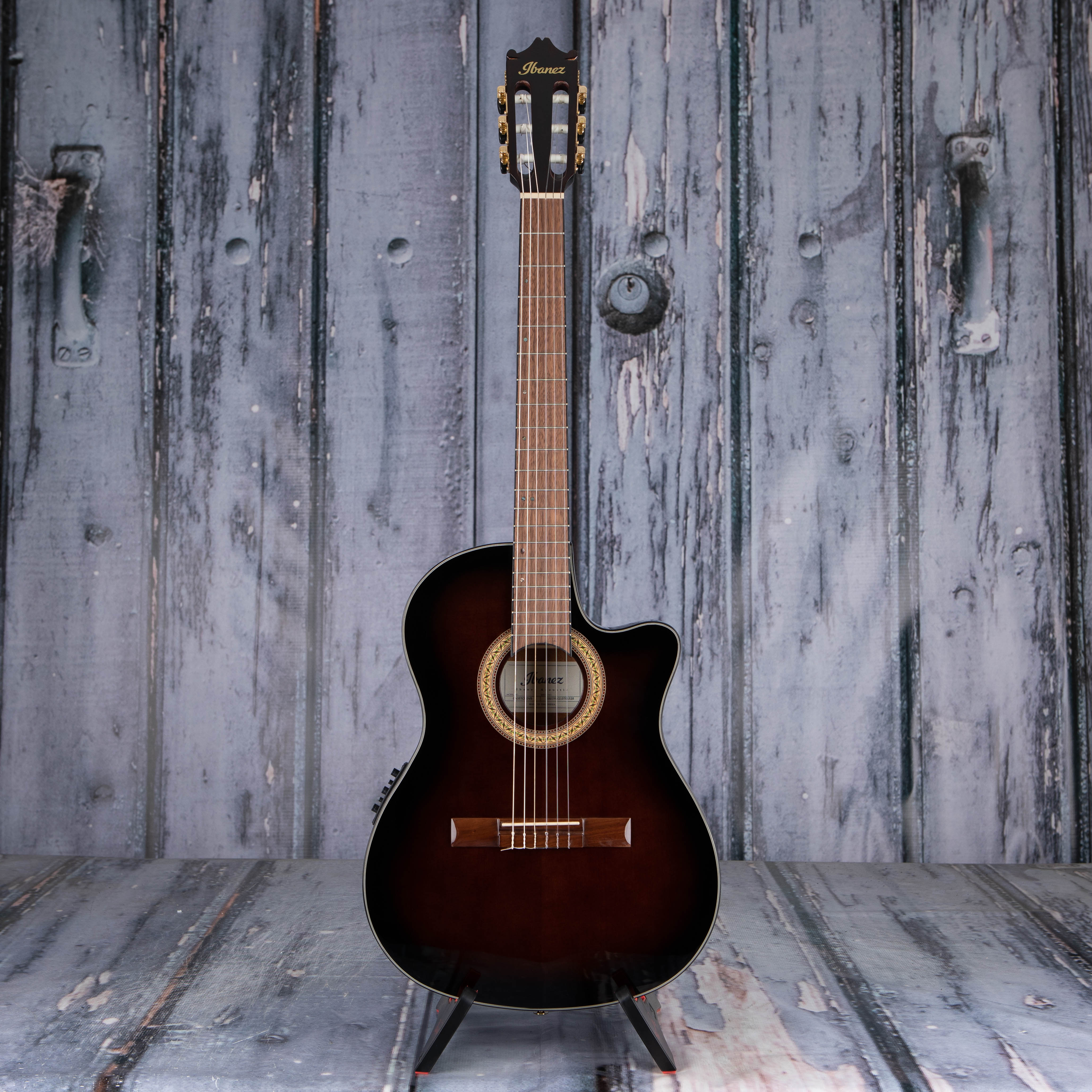 Ibanez GA35TCE Thinline Classical Acoustic/Electric Guitar, Dark Violin Sunburst, front
