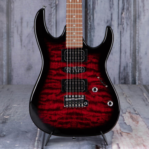 Ibanez Gio GRX70QA Electric Guitar, Transparent Red Burst, front closeup