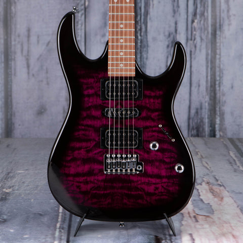 Ibanez Gio GRX70QA Electric Guitar, Transparent Violet Sunburst, front closeup