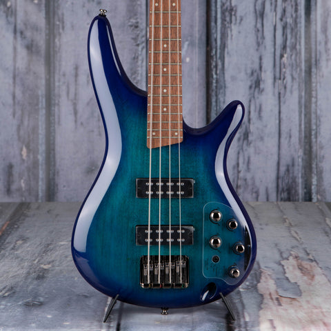 Ibanez SR370E Electric Bass Guitar, Sapphire Blue, front closeup