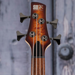 Ibanez Standard SR400EQM Electric Bass Guitar, Dragon Eye Burst, front headstock