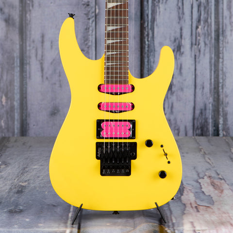 Jackson X Series Dinky DK3XR HSS Electric Guitar, Caution Yellow, front closeup