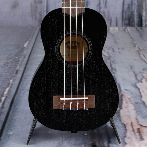 Kala KA-15S Soprano Ukulele, Black Satin, front closeup