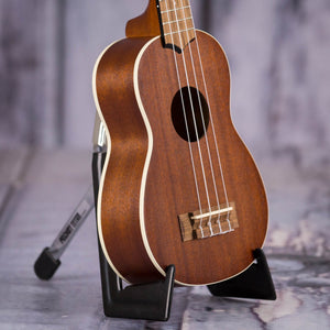 Kala KA-S Satin Mahogany Soprano Ukulele, Natural, angle