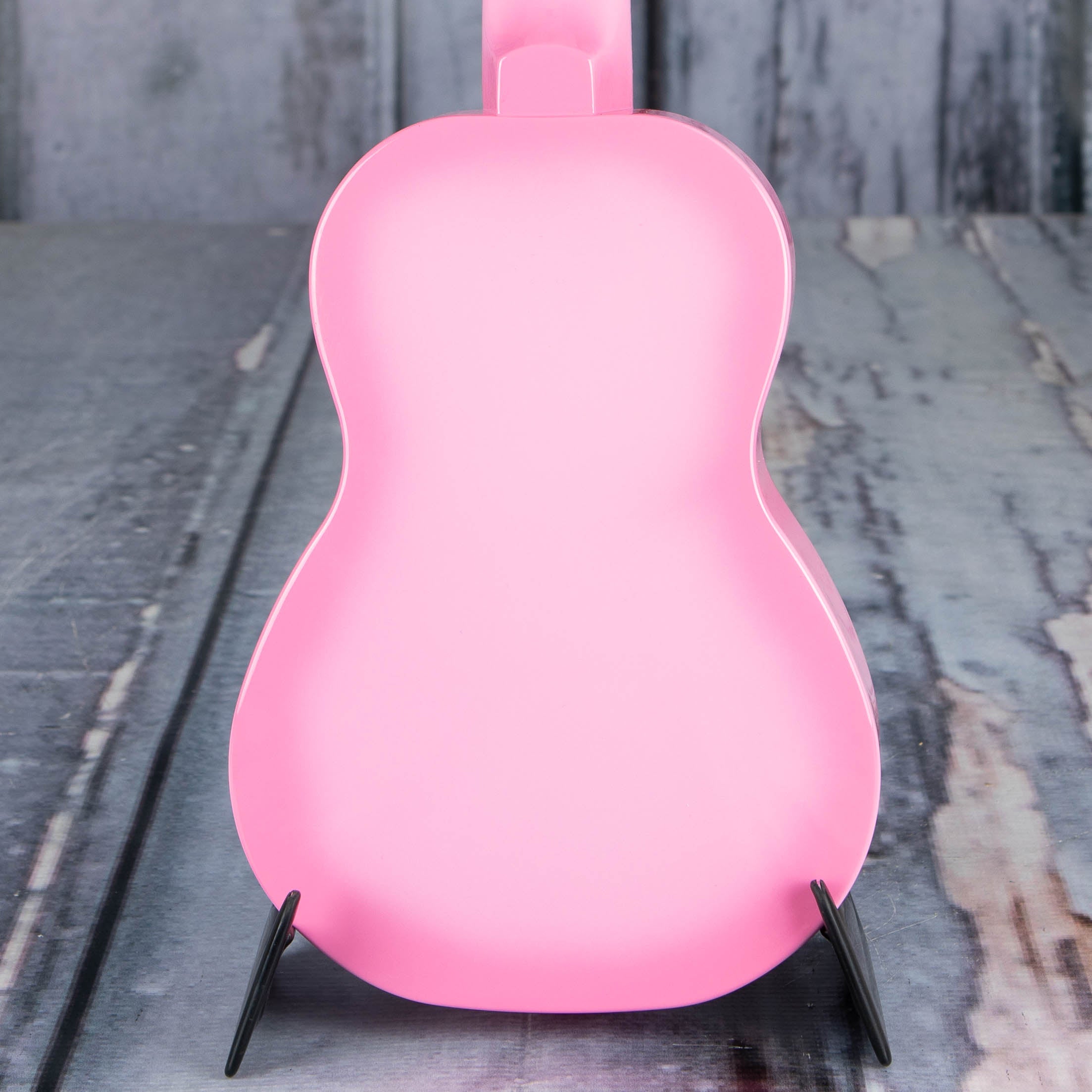 Kala Soprano Dolphin Ukulele, Pink Burst, back closeup