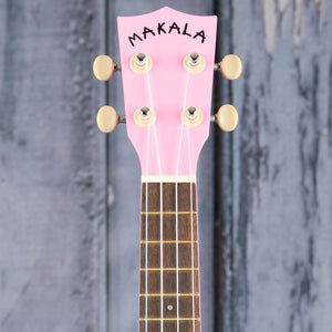 Kala Soprano Dolphin Ukulele, Pink Burst, front headstock