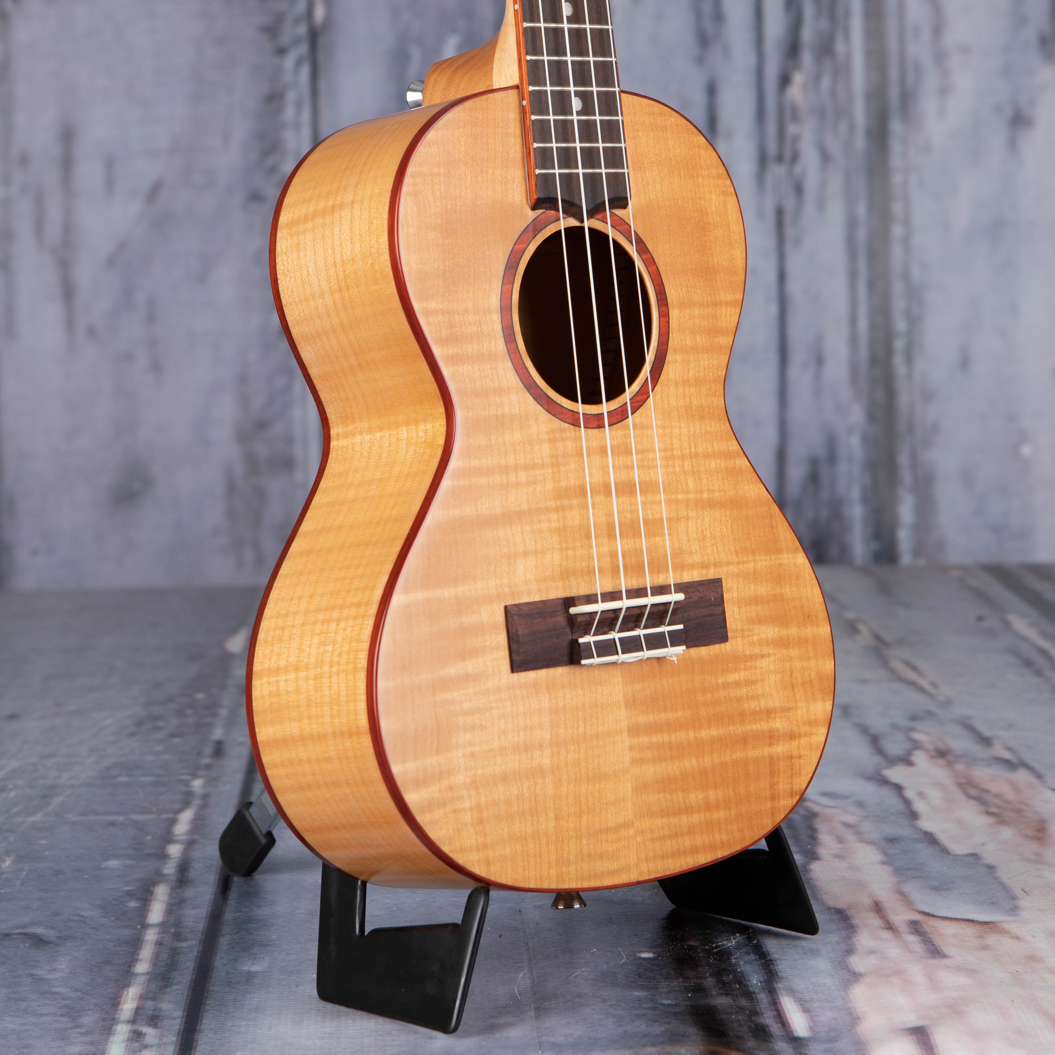 Lanikai Flame Maple Tenor Ukulele, Natural, angle