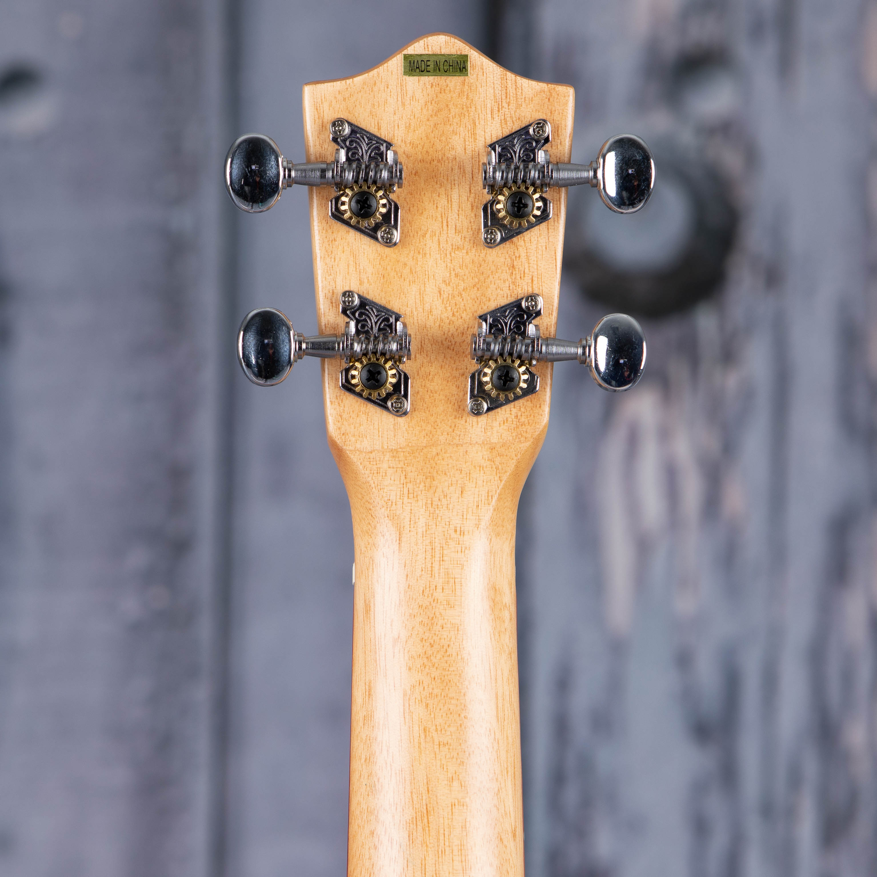 Lanikai Flame Maple Tenor Ukulele, Natural, back headstock